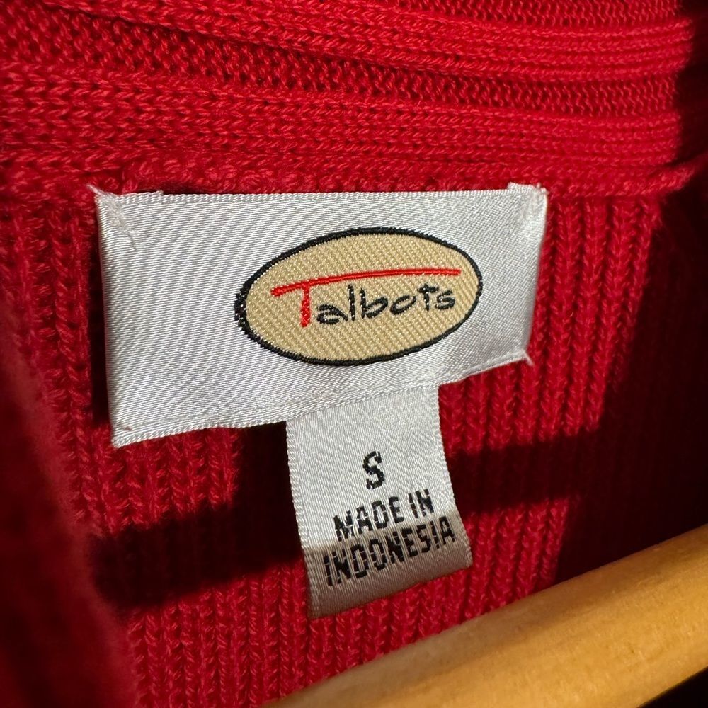 Sale! Red Vintage Talbots Tie-Neck Sweater Y2K Size S VGUC - Picture 6 of 6